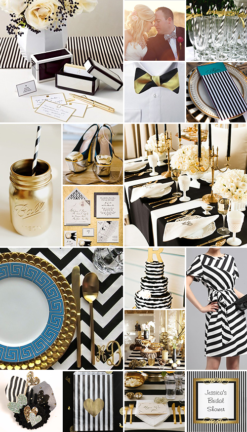 Black, White and Gold Stripes